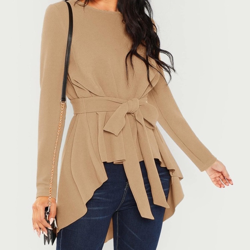 Khaki High Low Blouse